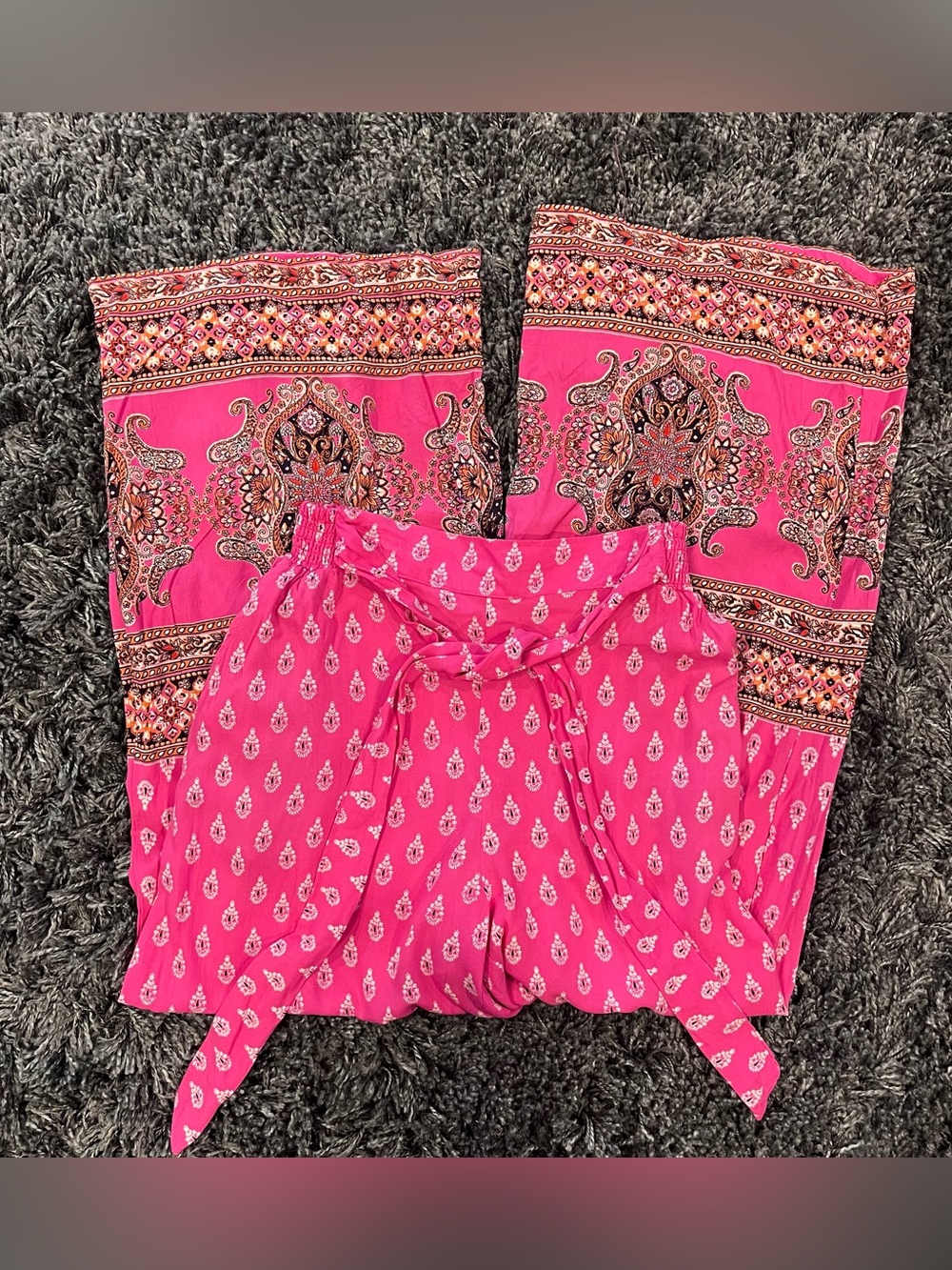 🌺MIAMI PINK BOHO WIDE LEG PAISLEY PALAZZO PANT SIZE SMALL🌺